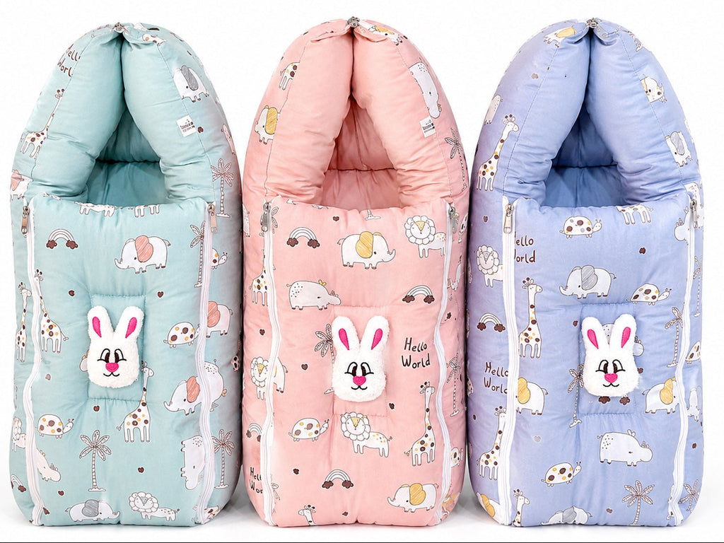 Little Genz premium 3-in-1 baby sleeping bag in mint green pink and blue for 0-12 months