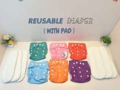 Reusable Cloth Diaper with 5 Layer Insert Pad