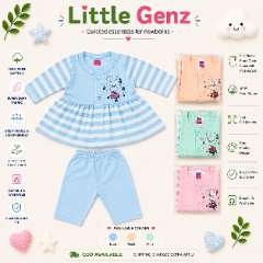 100% Pure Cotton Full Sleeve Front Open Newborn Frock with Pyjama Set