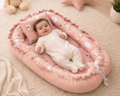 Premium Baby Nest Bed with Pillow | Adjustable Portable Baby Lounger